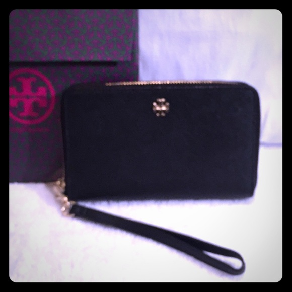 NWT TORY BURCH BLACK CELL PHONE Wristlet/clutch. - Picture 4 of 8